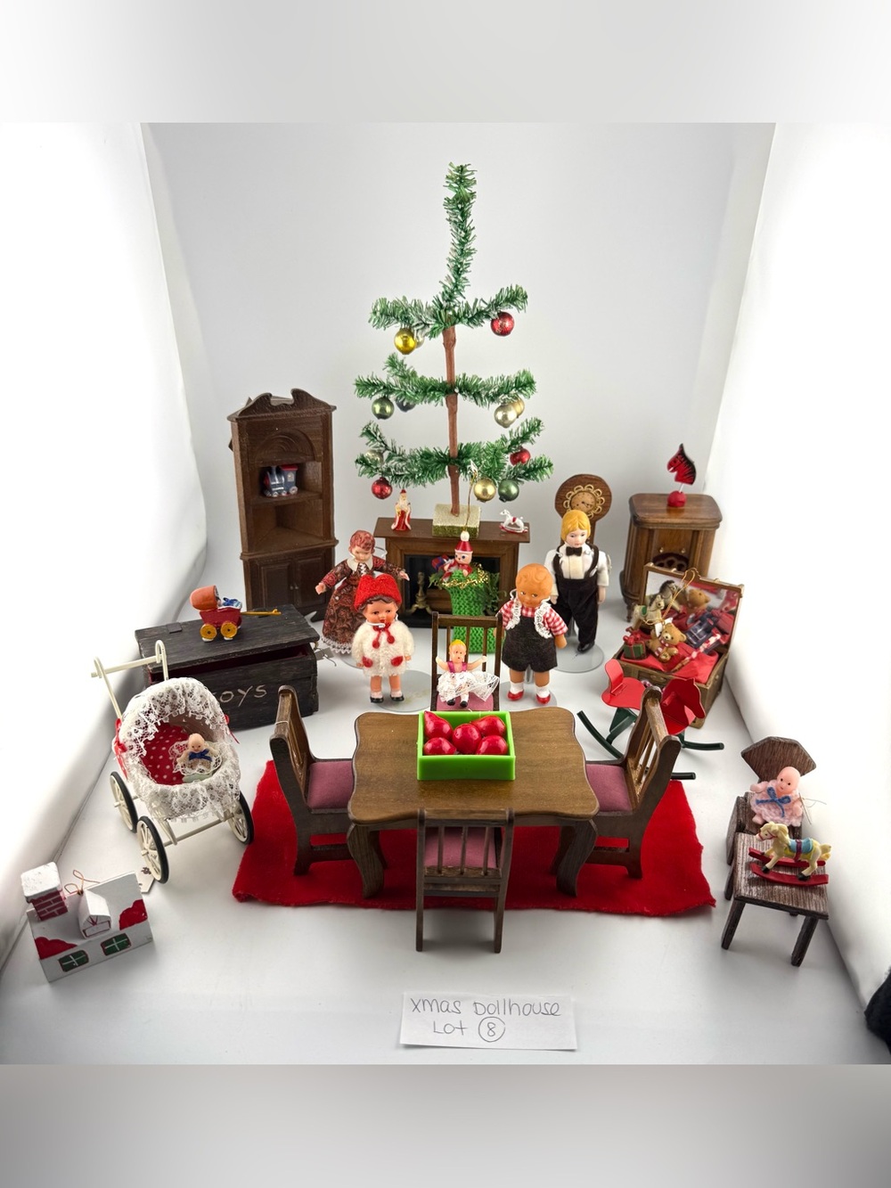 Vintage 1:12 Scale Christmas Dollhouse Miniature Furniture & Decor Lot - 25+ Pcs